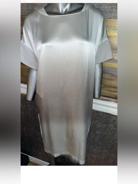 Lafayette 148 NY  Ombre Beige Mixed Fabric T-Shirt Dress XL (best Fit Size14)